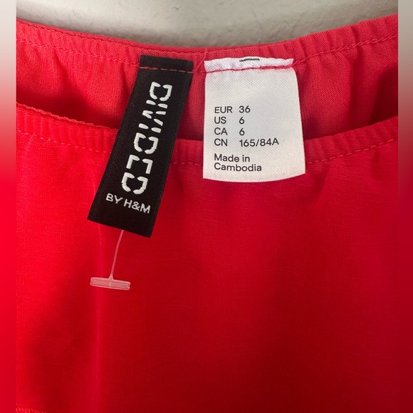 Red Pink Chiffon Ruffled Tiered Strapless Short Dress, size 6 - Picture 6 of 10